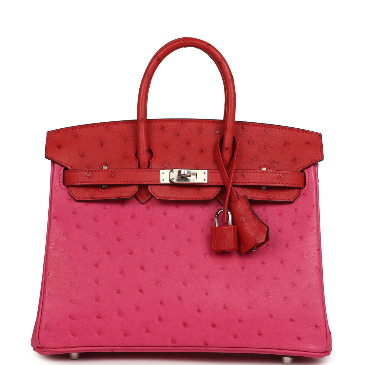 Birkin 25 Rose Tyrien Ostrich-Inspired Luxury Handbag