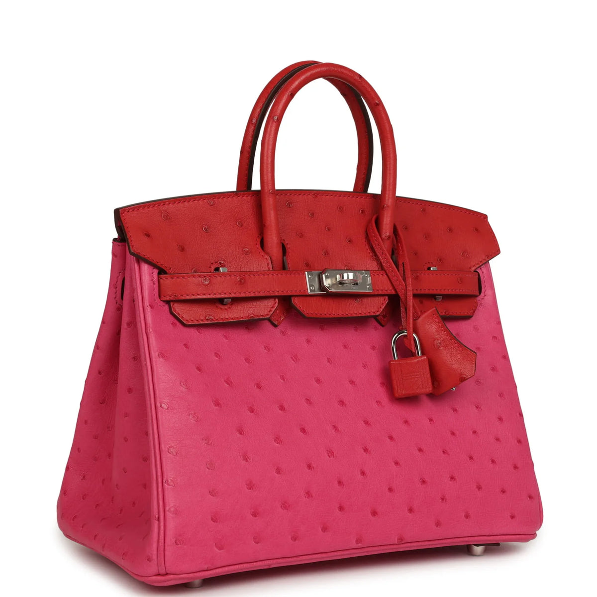 Birkin 25 Rose Tyrien Ostrich-Inspired Luxury Handbag